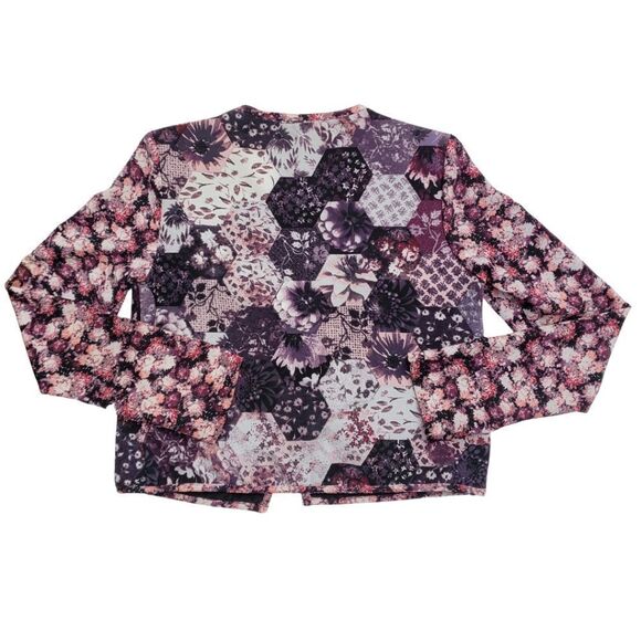 Quilted floral bomber jacket w/ mesh-like sleeves by No Boundaries / Junior's XS - Picture 2 of 7